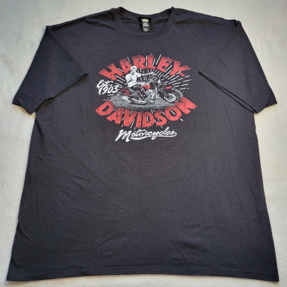 Harley Davidson T Shirt Mens 2XL Skeleton Riding Motorcycle Black San Marcos